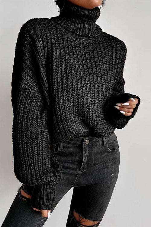 Leave It All Behind Cropped Turtleneck Sweater