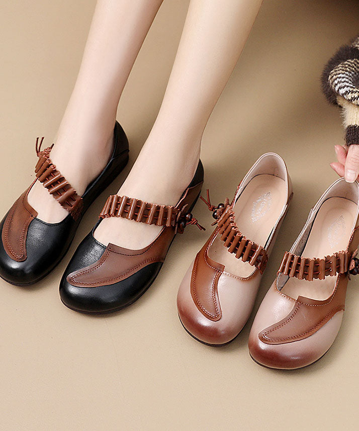 Comfy Black Buckle Strap Flat Feet Shoes Splicing Flat Shoes for