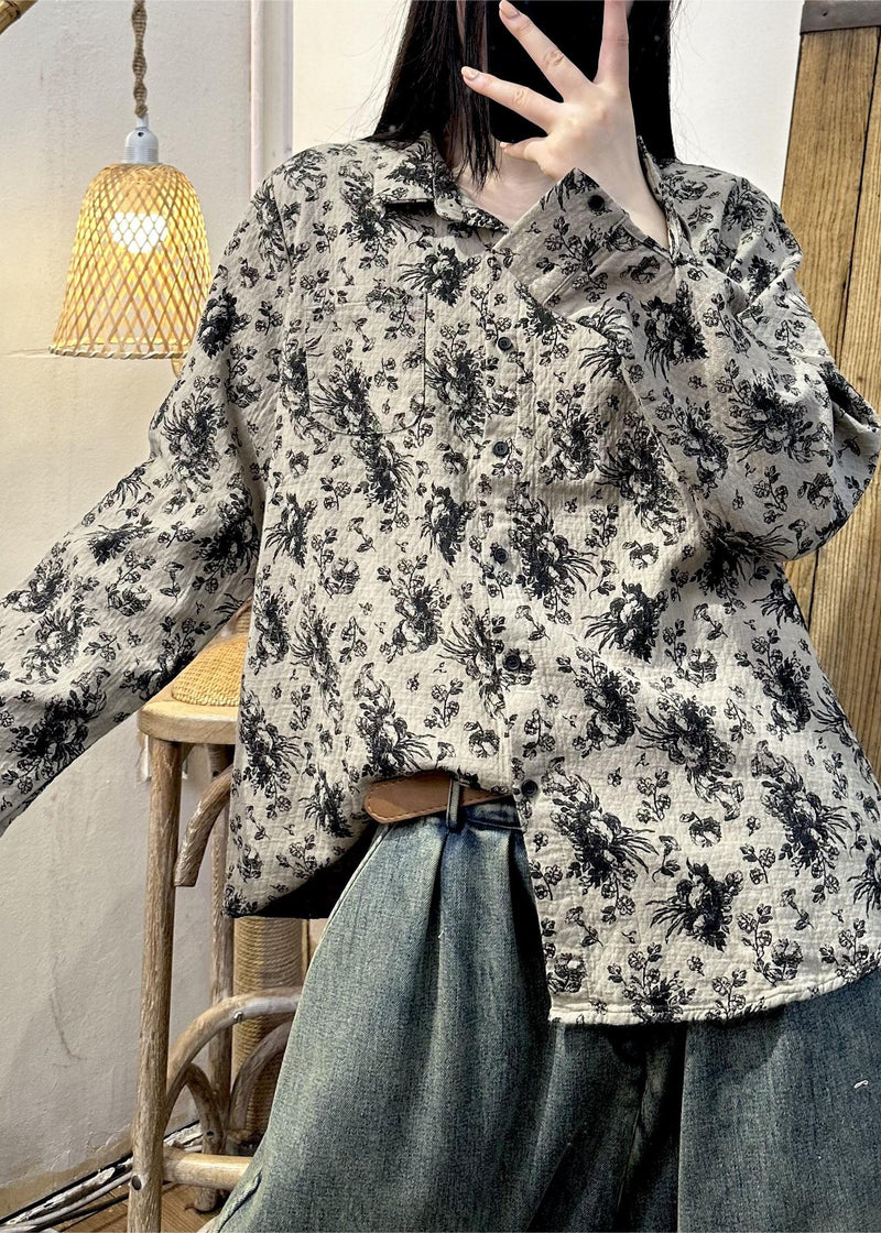 White Peter Pan Collar Cotton Dot Shirt Tops Spring