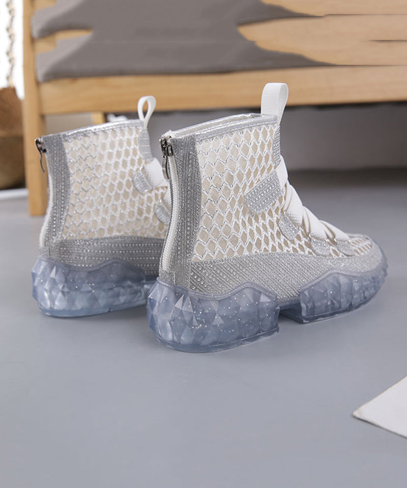Diy Silk Tulle Splicing Cross Strap Boots