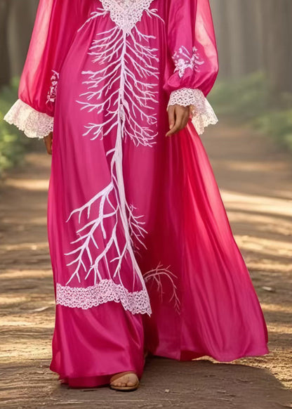 Rose Patchwork Lace Holiday Dress Oversized Spring