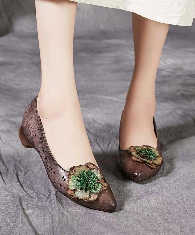 Coffee Hollow Out Splicing Chunky Sandals