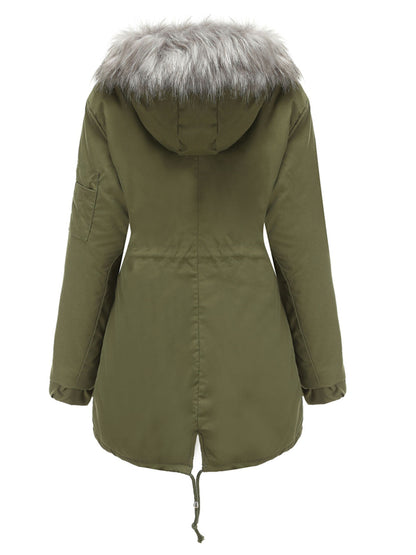 Parka Coat Street Daily Plush Winter Coat Color Oversized Fur Warm Coat
