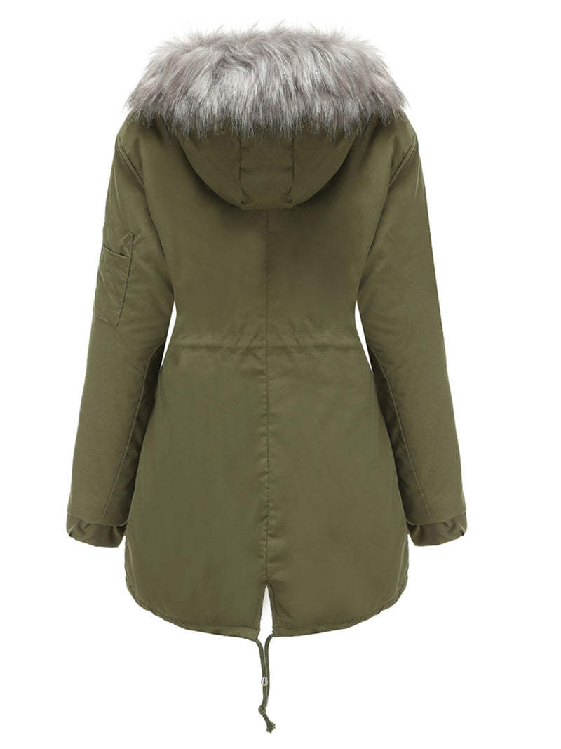 Parka Coat Street Daily Plush Winter Coat Color Oversized Fur Warm Coat