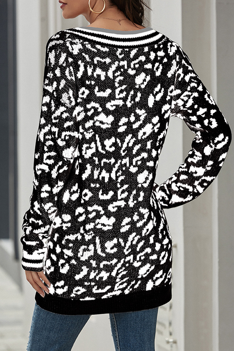 Leopard Print V-neck Sweater