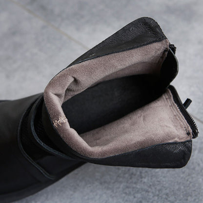 Cozy Leather Paneled Flats Martin Boots