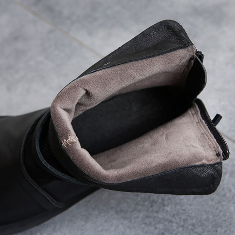 Cozy Leather Paneled Flats Martin Boots