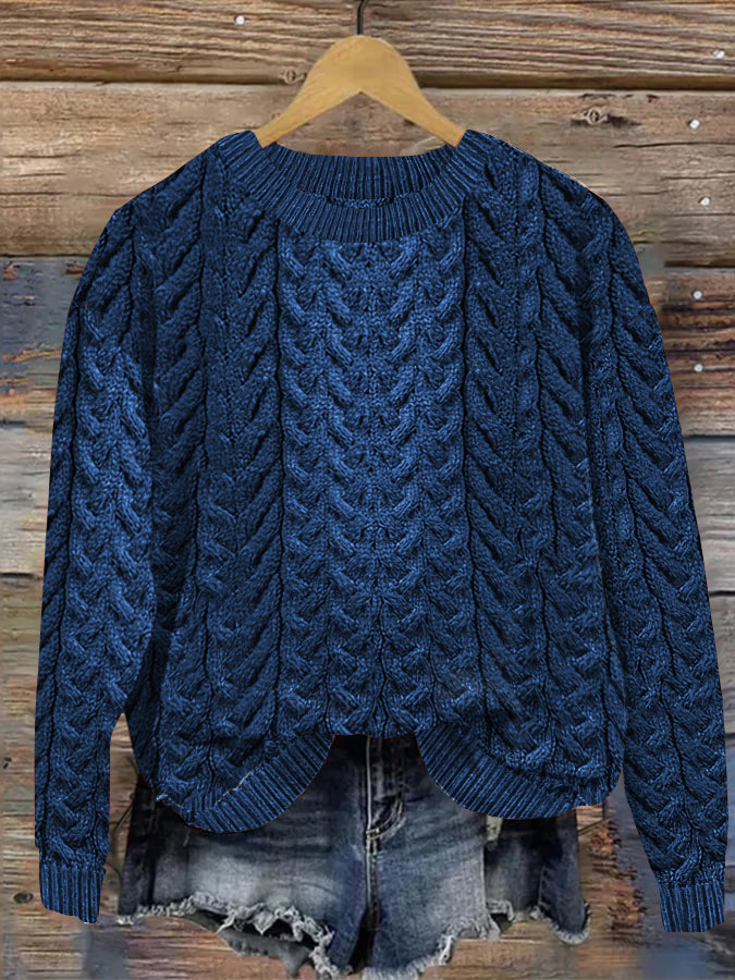 Women's Super Soft Honeycomb Aran Crew Neck Sweater artswardrobe