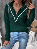 Dagmar® | Perfee contrast half zip long sleeve sweater