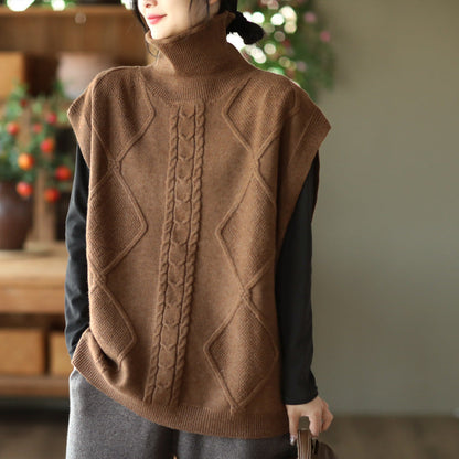 Twist Knit Turtleneck Vest