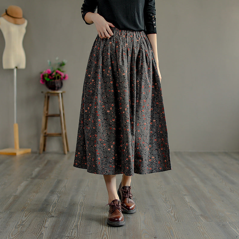 Retro Literary Mid-length Skirt