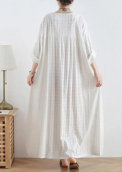 Diy O Neck Batwing Sleeve Cotton Summertunics Outfits White Robe Dresses