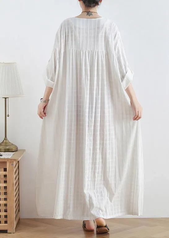 Diy O Neck Batwing Sleeve Cotton Summertunics Outfits White Robe Dresses
