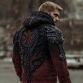 Men's Vegvisir Viking Runes Gradient Chunky Zipper Up Hooded Sweater elevenforest