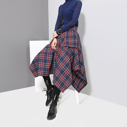 Aitana Plaid Picnic Skirt - Navy
