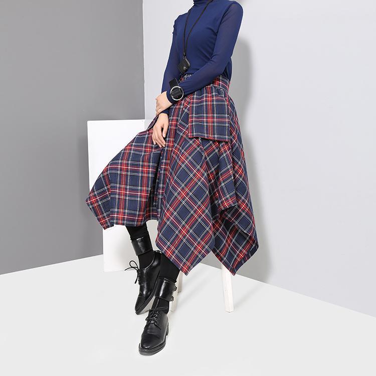 Aitana Plaid Picnic Skirt - Navy