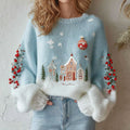 Comstylish Women's Christmas Art Pattern Cozy Knit Sweater