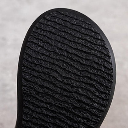 Sewing Platform Leather Slippers
