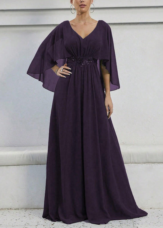 Dark Purple Sequins High Waist Maxi Dress Batwing Sleeve
