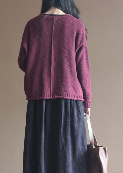 Burgundy Cozy Sweater Sweaters Fall Blouse V Neck