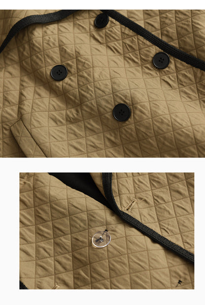 Retro Double Breasted Fake Two Piece Coat