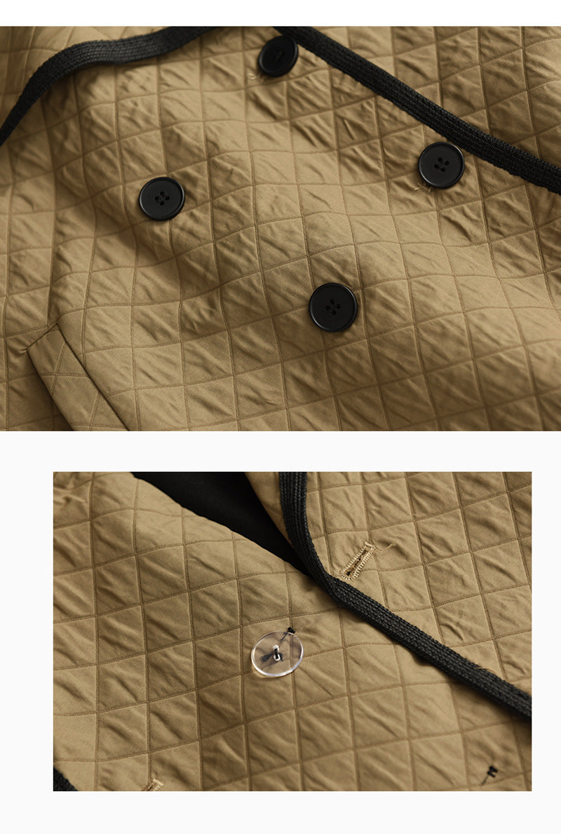 Retro Double Breasted Fake Two Piece Coat