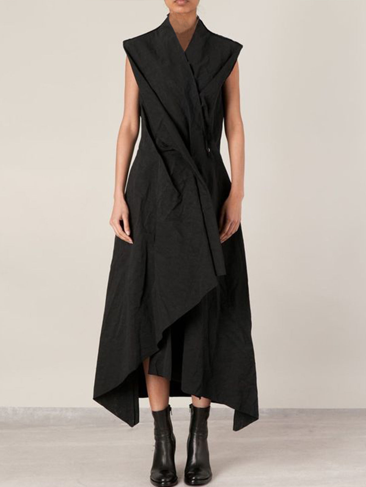 V Neck Plain Sleeveless Irregular Hem Maxi Dress