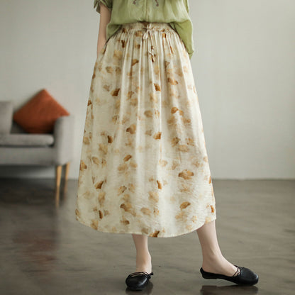 Cozy Retro Printed Cotton A-line Skirt