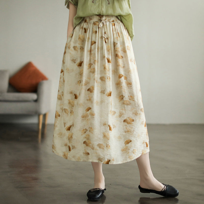Cozy Retro Printed Cotton A-line Skirt