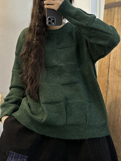 Winter Artsy Plaid Knitted Warm Sweater