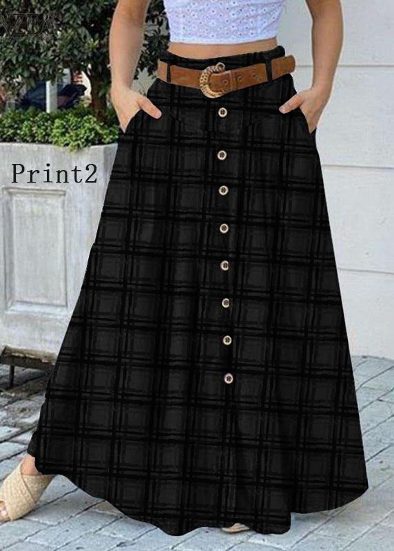 Color Bottom Front Loose Long Skirt With Pocket