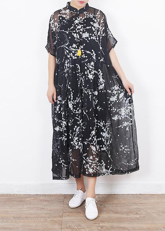 Black Silk Dresses Sleeve Short Sleeve Maxi Summer Dresses