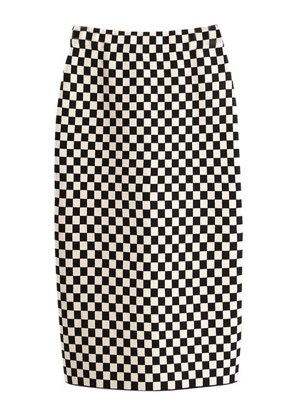 Black Chocolate Plaid High Waist a Line Skirts Spring
