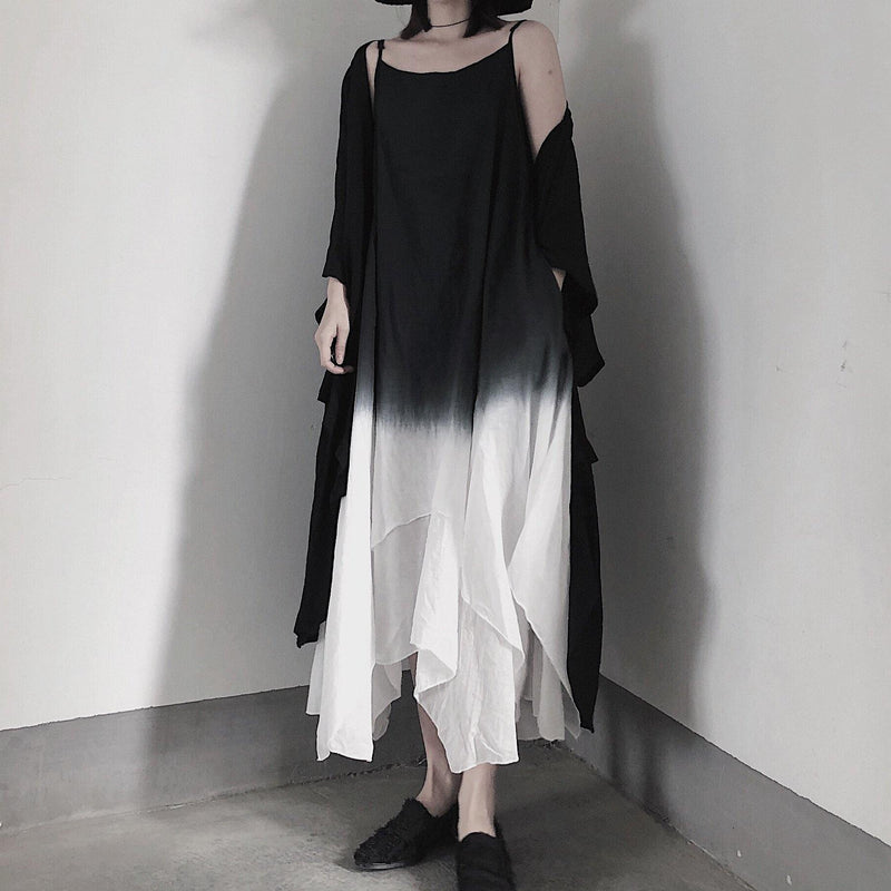 Double Layer Irregular Swing Suspender Skirt