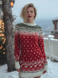 Comstylish Vintage Christmas Inspired Cozy Knit Sweater Dress