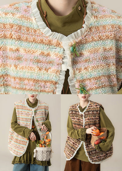 Green Pockets Faux Fur Waistcoat Winter