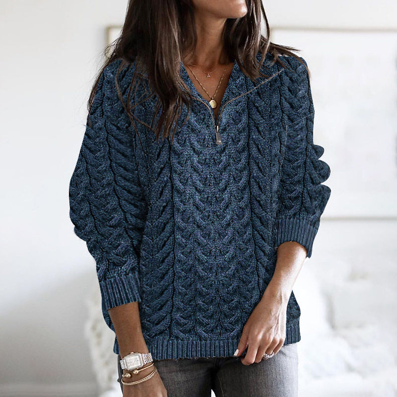 Women's Super Soft Honeycomb Half Zip Aran Sweater artswardrobe