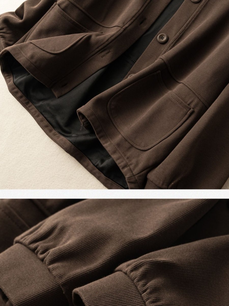 100% Natural Fabric Pure Color Buttoned Coat