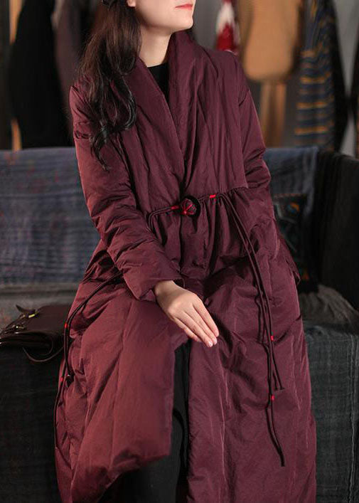 Mulberry V Neck Embroidered Pockets Duck Down Witner Coats