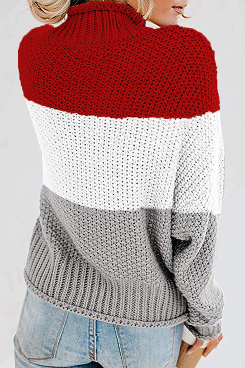 Patchwork Contrast Turtleneck Tops(7 Colors)