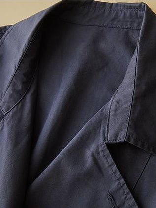 Natural Fabric Double-breasted Minimalist Style Coat With Pockets in One-size