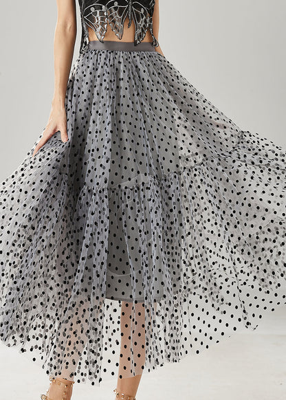 Grey Dot Patchwork Tulle Skirts Summer