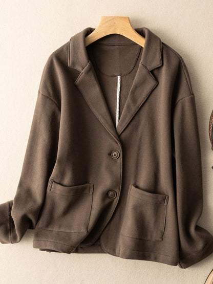 Classic Loose Versatile Suit Coat in Color With Pockets