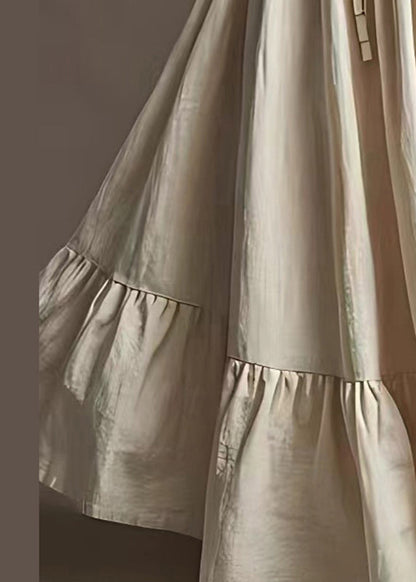 White Elastic Waist Exra Large Hem Linen Skirt Summer