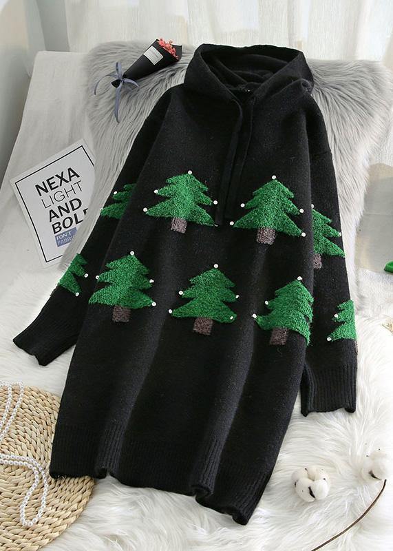 Red Sweater Weather Hooded Drawstring Hipster Knitwear