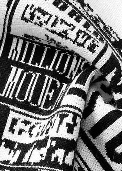 Organic Black Print Knit Side Open Skirt Spring
