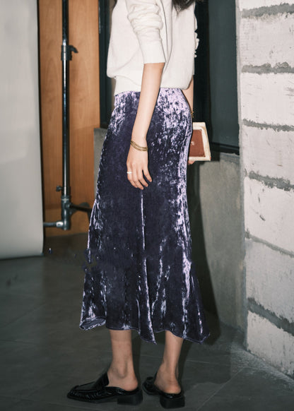 Loose Pink High Waist Silk Velvet Skirts Spring