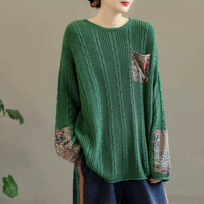 Retro Cotton Knitted Autumn Pullover Sweater