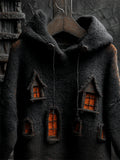 Halloween Dark Castle Inspired Hooded Cozy Knit Sweater artswardrobe
