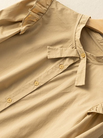 Natural Fabric Loose and Shirt With Fungus Design